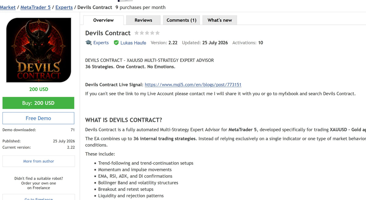 Devils Contract MT5 Gold EA v2.23