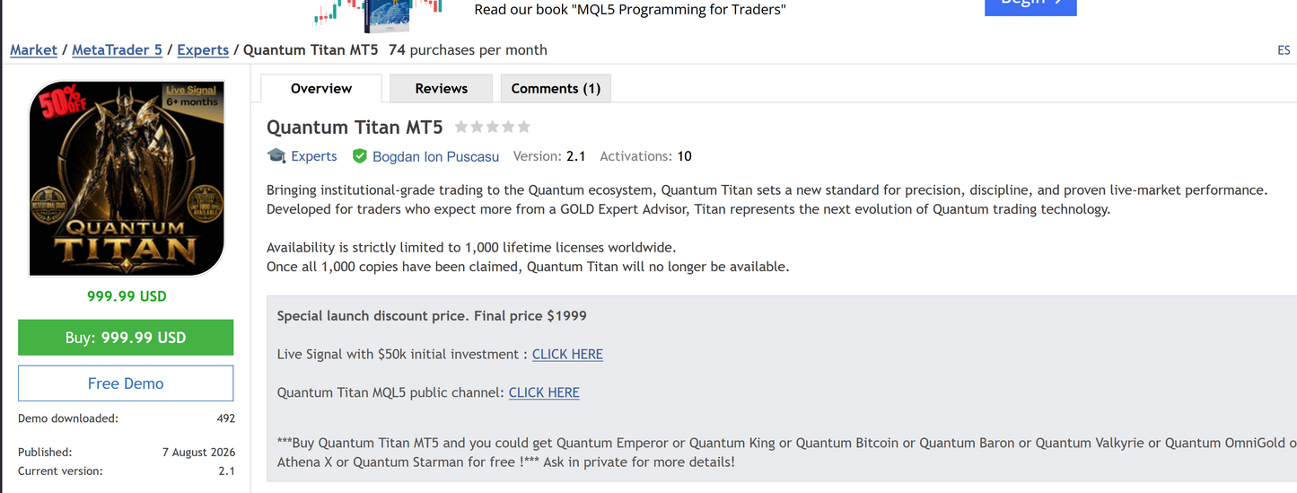 Quantum Titan MT5 EA v2.1