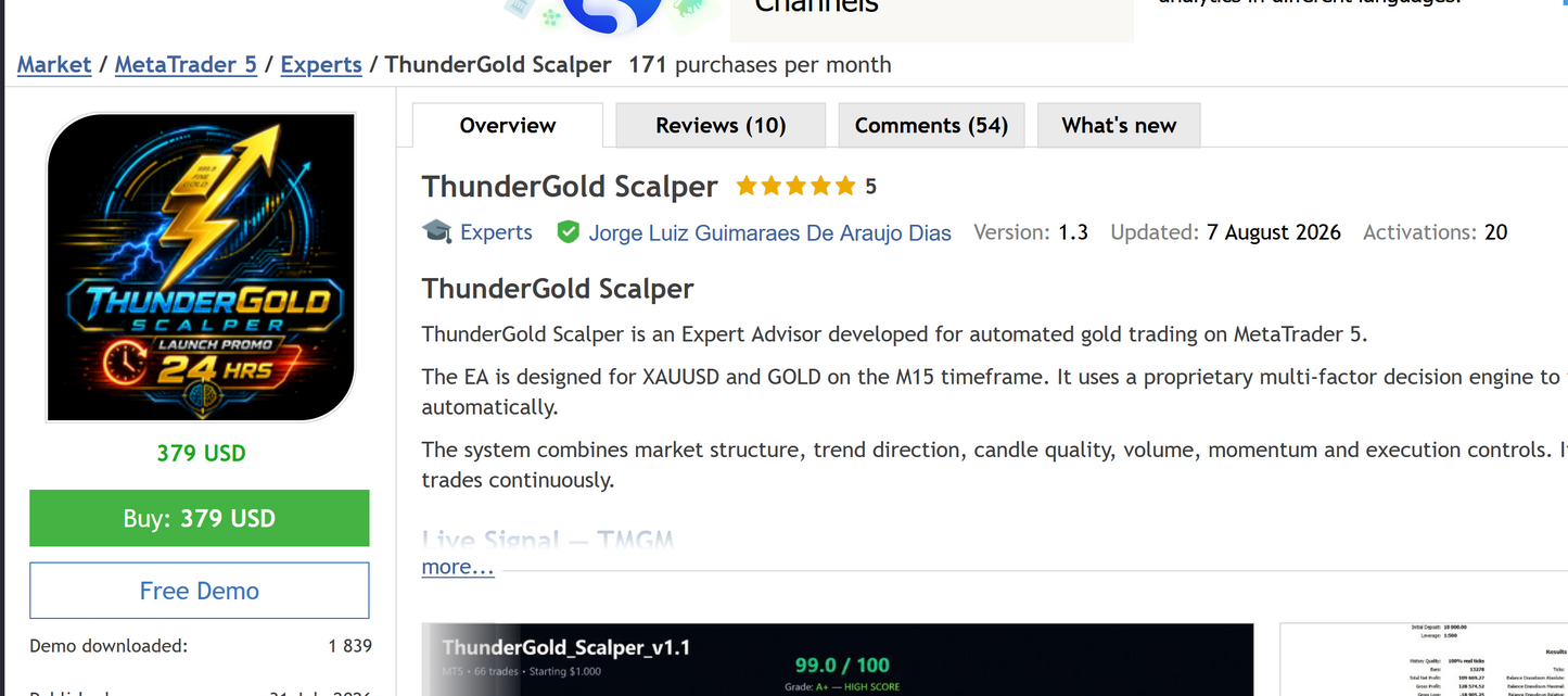 ThunderGold Scalper MT5 v1.3 [PREORDER]