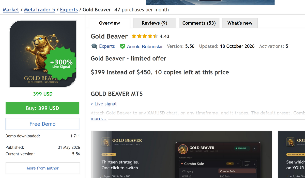 [PREORDER] Gold Beaver MT5 v5.56