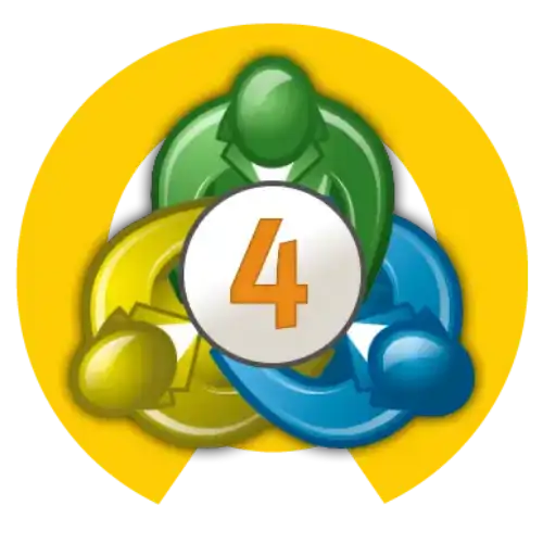 The logo features three stylized, glossy figures in green, gold, and blue encircling a central white circle with the number ’4’’ in orange.
