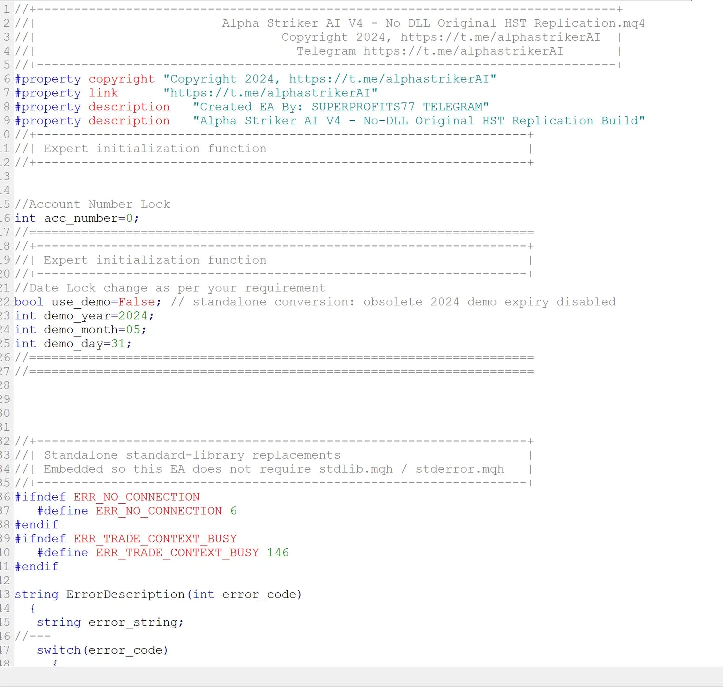 Alpha Striker AI MT4 v4.0 SOURCE CODE