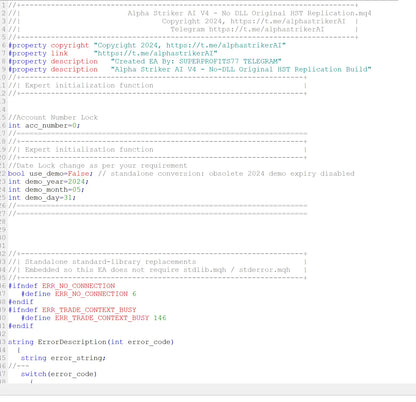 Alpha Striker AI MT4 v4.0 SOURCE CODE