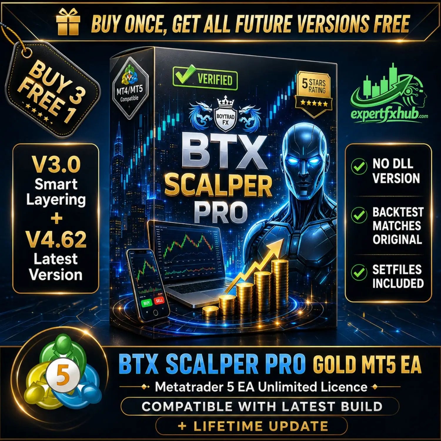 Pro Scalper Python Bot v5.0 MSC Gold Pro EA MT5 MQL5 Expert Advisor Gold Forex Trading Bot ...