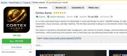 Cortex Aurex Gold MT5 v1.56 [PREORDER]
