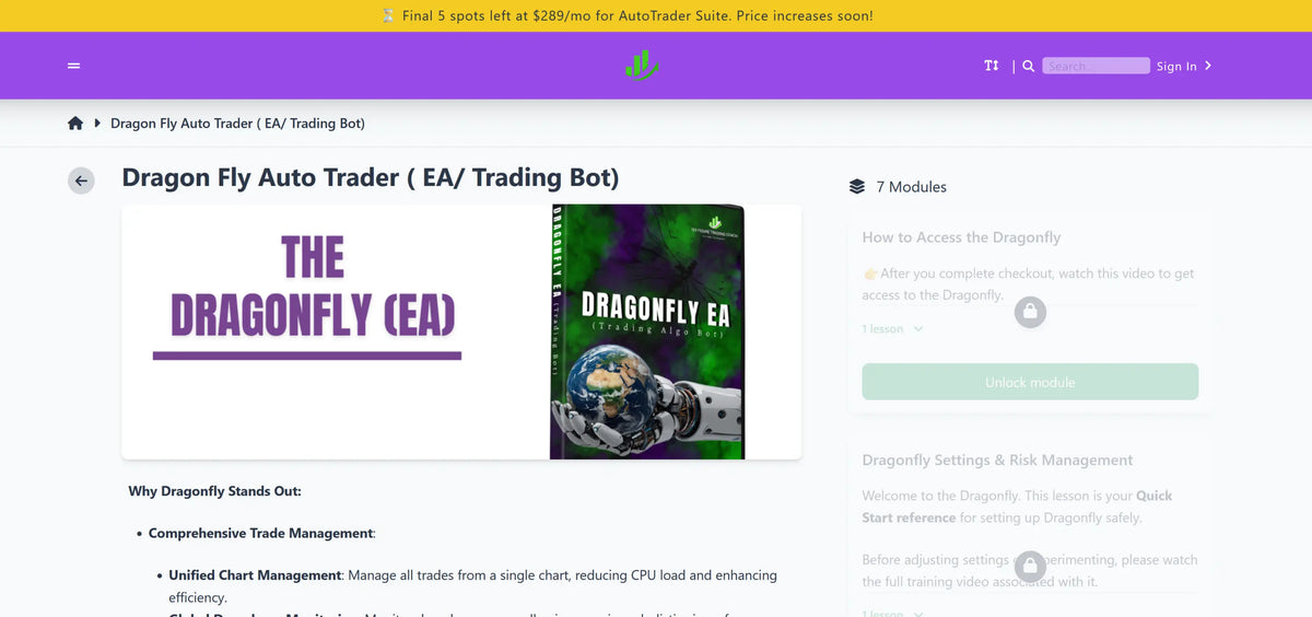 Dragonfly v1.1 MT5 Forex EA