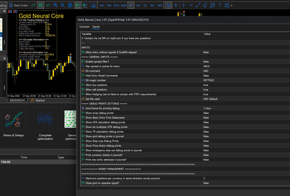 [SOURCE CODE] Gold Neural Core MT5 v1.7