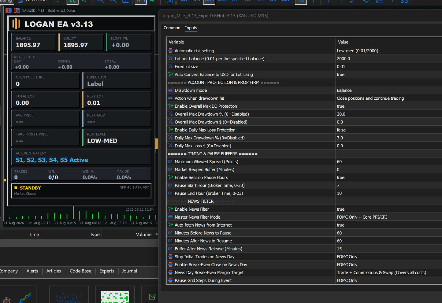Logan MT5 EA SOURCE CODE v3.13