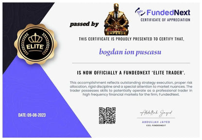 Gold-colored metallic emblem with crown and laurel wreath featuring bold elite lettering on quantum emperor mt5 product