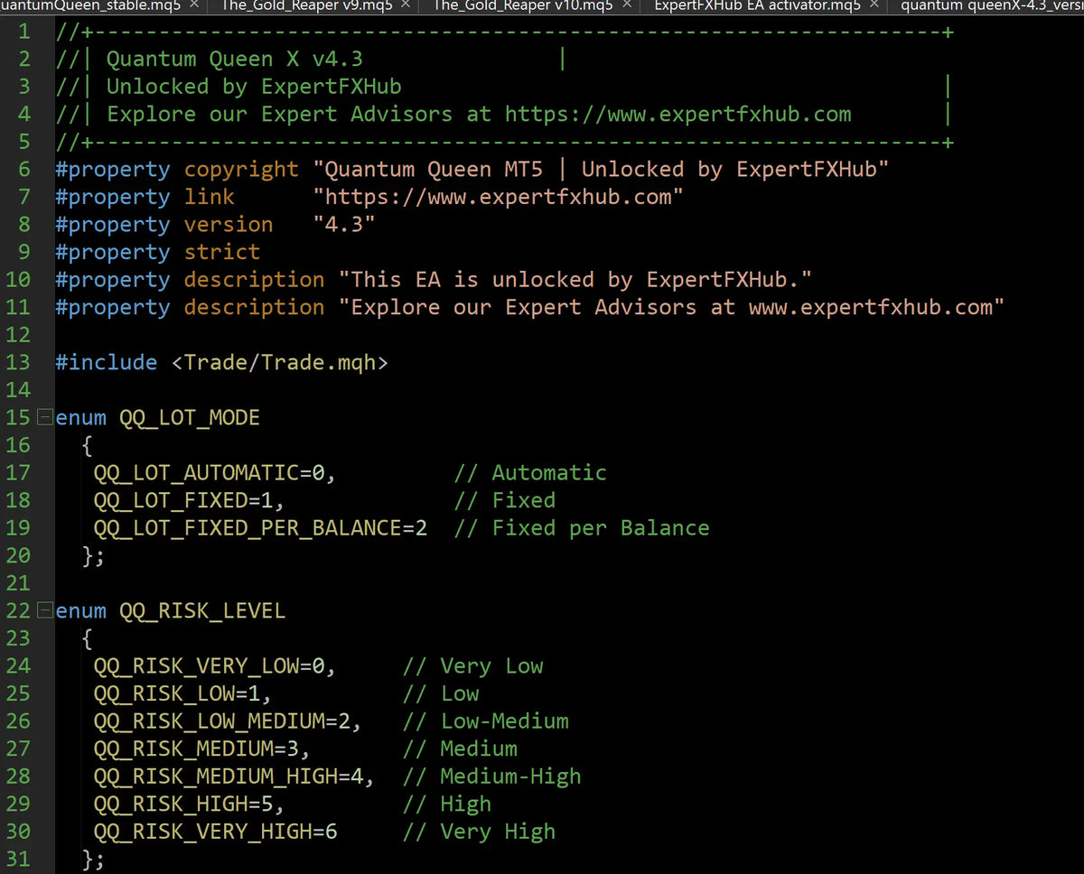 Quantum Queen MT5 EA SOURCE CODE v4.4