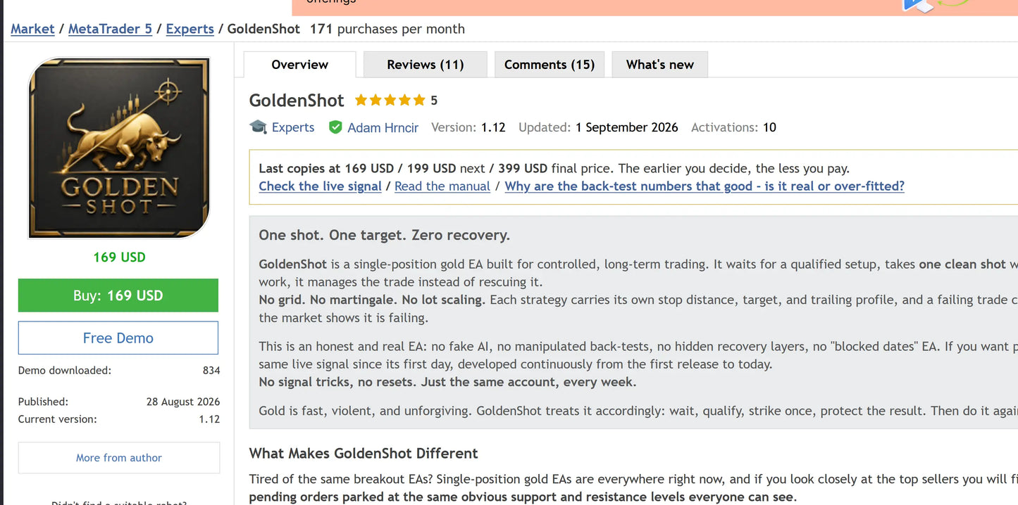 [SOURCE CODE] GoldenShot MT5 EA v1.12