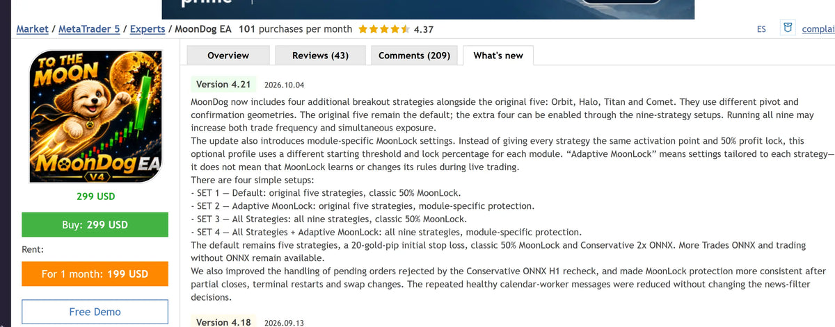 [SOURCE CODE] MoonDog EA MT5 v4.22