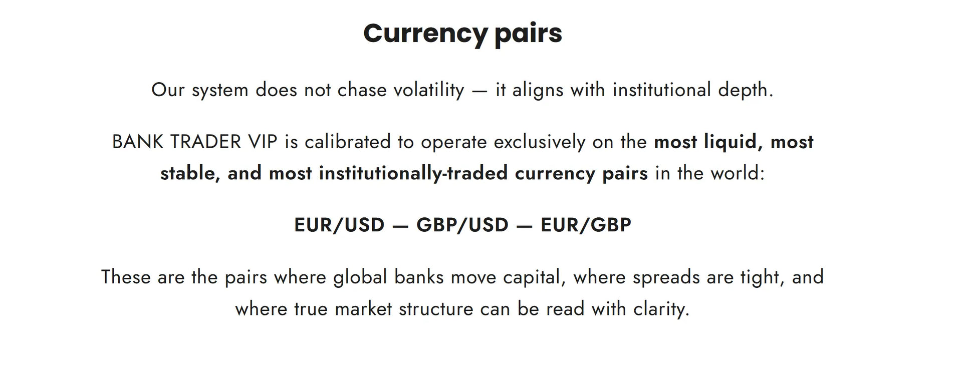 V1.0 bank trader forex mt5 displaying a text-based financial document highlighting eur/usd gbp/usd and eur/gbp pairs