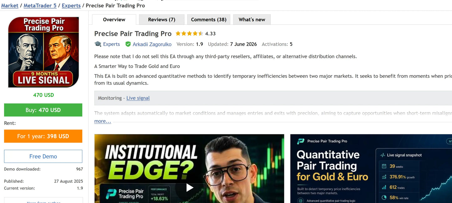 v1.9 Precise Pair Trading Pro