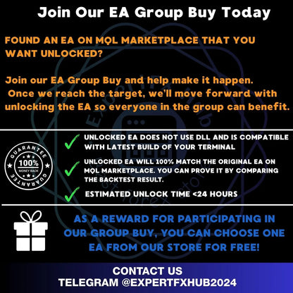Black and orange promotional graphic for ea group buy of v2.91 Quantum Queen MT5 on mql marketplace