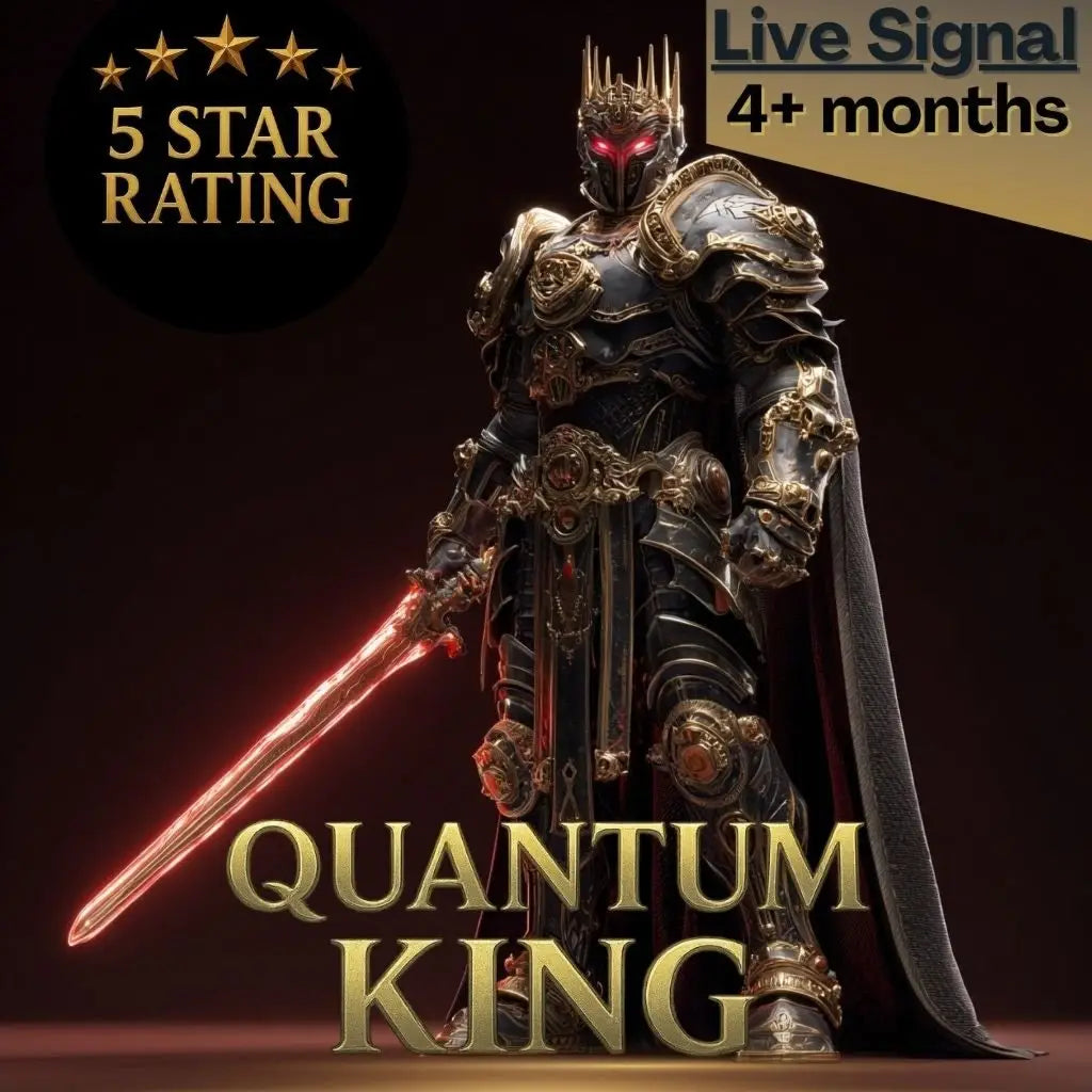 V3.1 quantum king mt5 black and gold armored knight with glowing red eyes wielding a radiant red sword