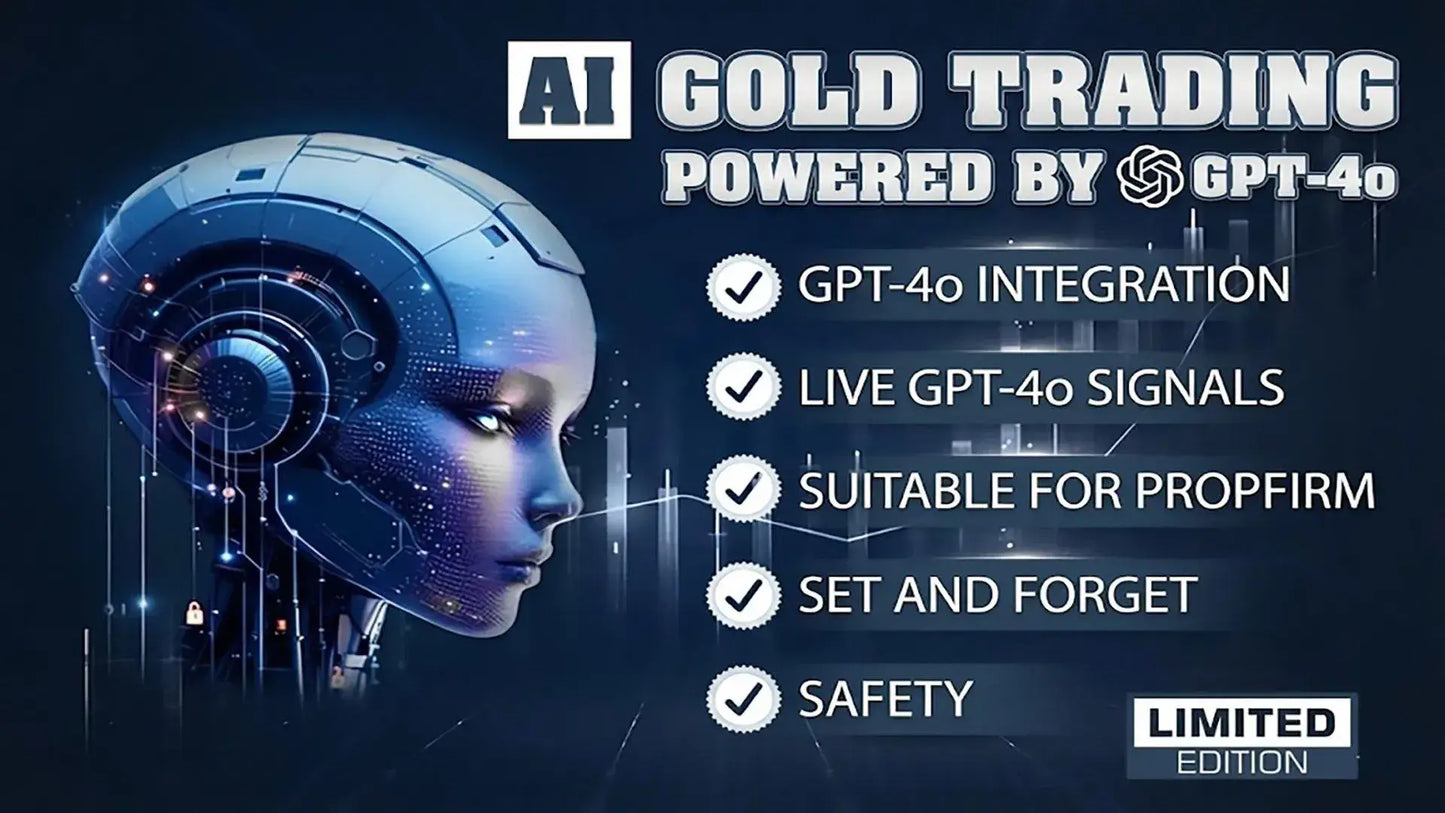 A sleek metallic blue and silver ai head with glowing circuitry for v4.2 ai gold trading mt5 software