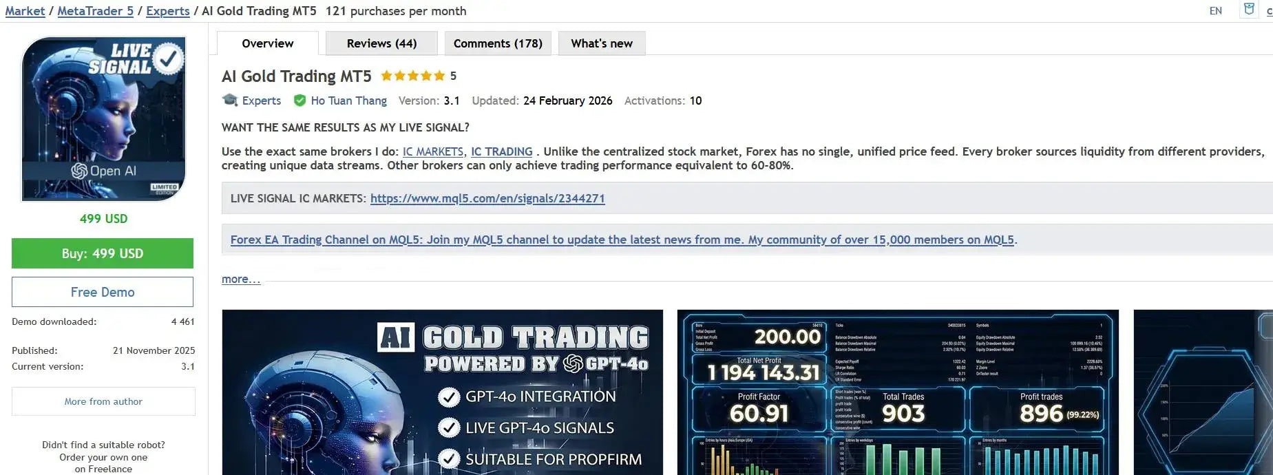 V4.2 ai gold trading mt5 software interface with dark blue and black digital display showing live trading data and charts