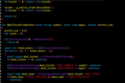 Black screen showing v4.3 gold reaper mql5 c++ code with white green and purple syntax highlighting