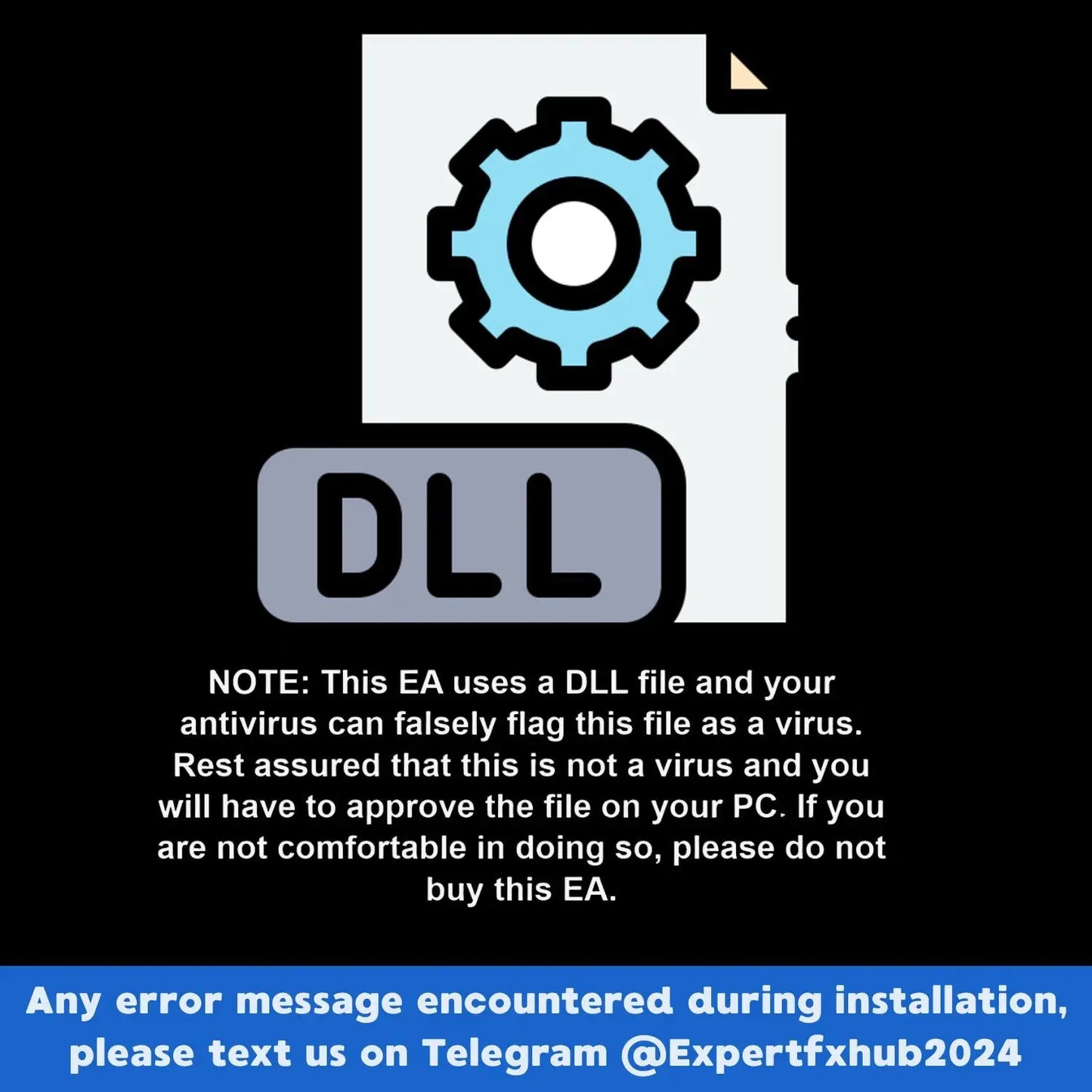 Blue gear icon on white document labeled dll for v4.59 Waka Waka MT5 software component
