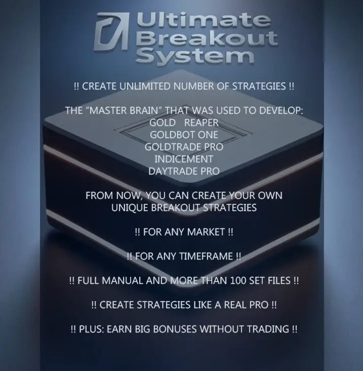 Black and silver v5.2 ultimate breakout mt5 box with sleek modern design and embossed text on its surface