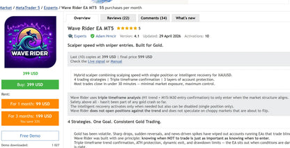 Purple and blue wave rider mt5 trading platform icon featuring a stylized wave with a rider on top