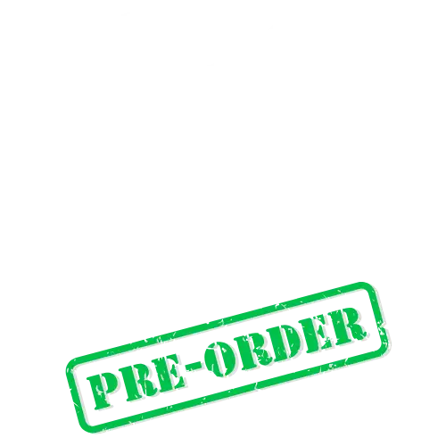 White cartoon mouse head logo with green ’pre-order’ stamp.