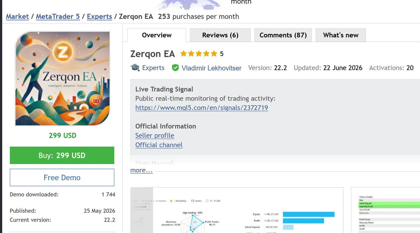 Zerqon EA MT5 v22.2
